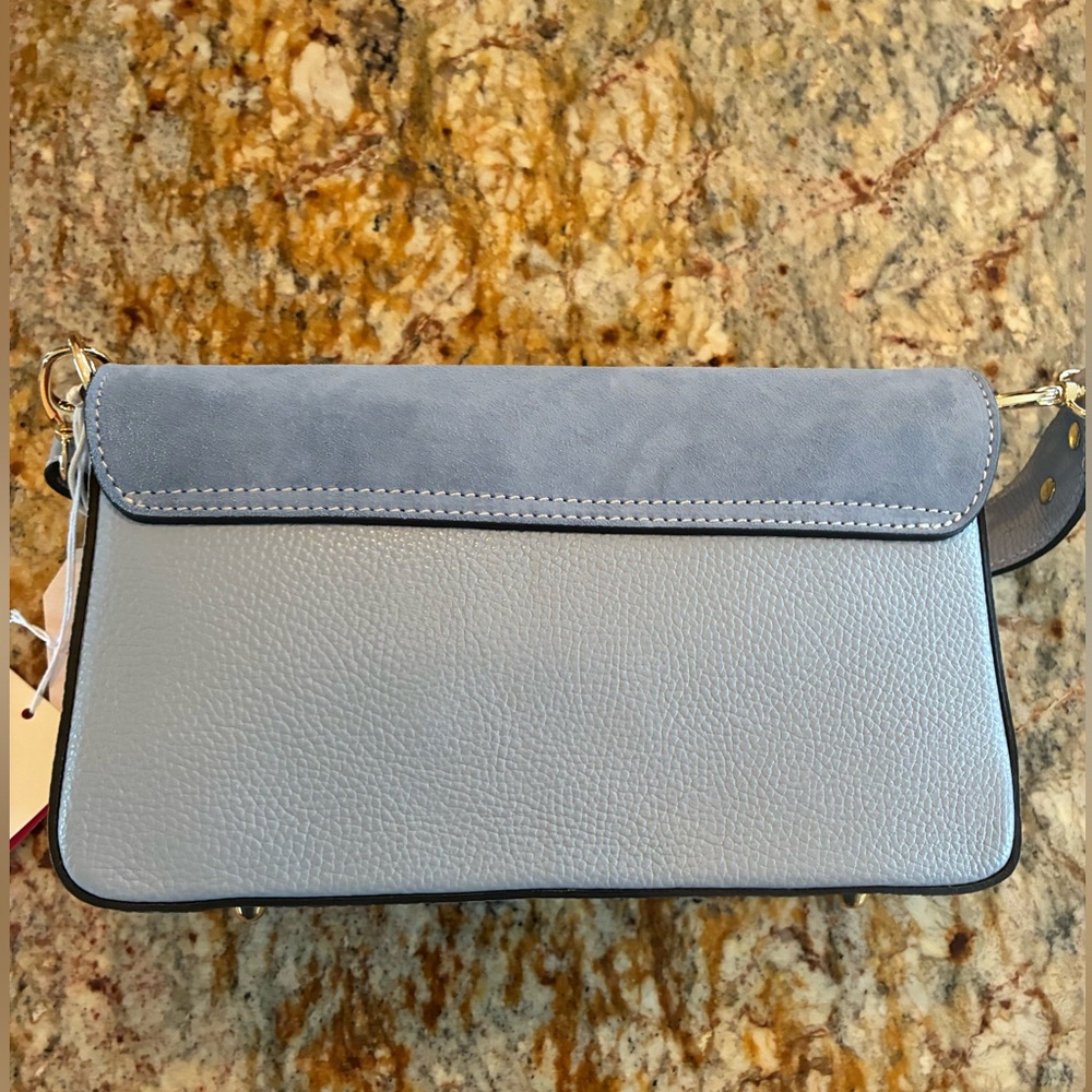 Divina Firenze Italian Leather Blue Shoulder Bag Gold Hardware Handbag NWT - Picture 3 of 10
